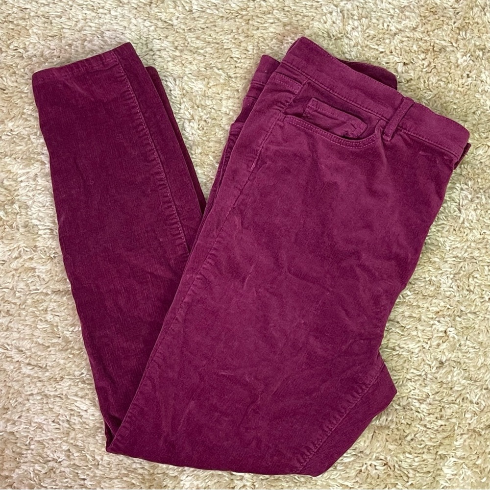 LOFT Rich Plum Corduroy Ankle Cut Size 10 Petite